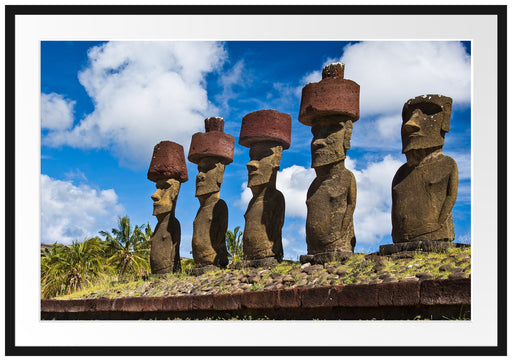 Moai Statuen Osterinseln Passepartout 100x70