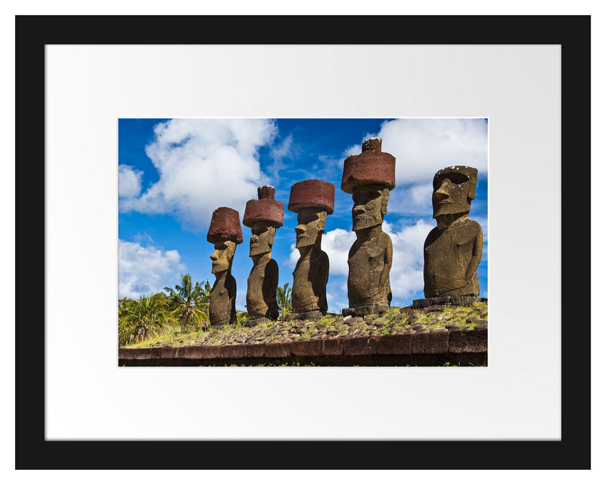 Moai Statuen Osterinseln Passepartout 38x30