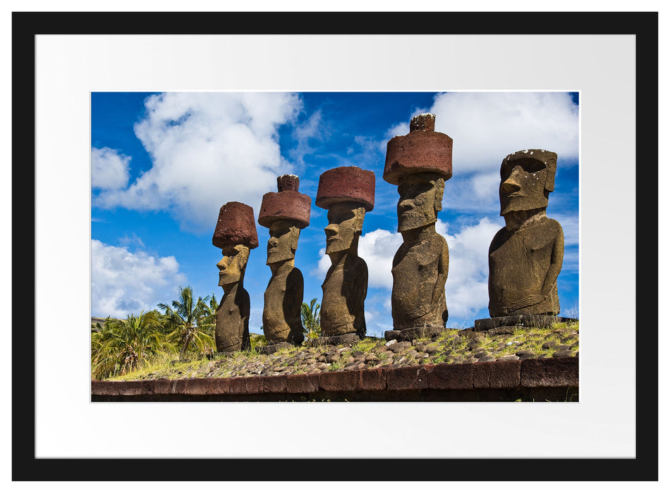 Moai Statuen Osterinseln Passepartout 55x40