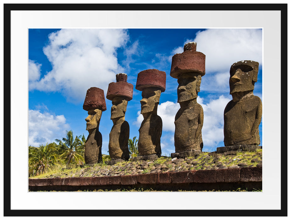 Moai Statuen Osterinseln Passepartout 80x60