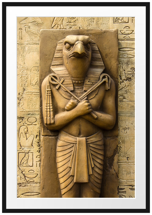 Pixxprint Ägyptischer Gott Horus, im Galerie-Passepartout Bilderrahmen