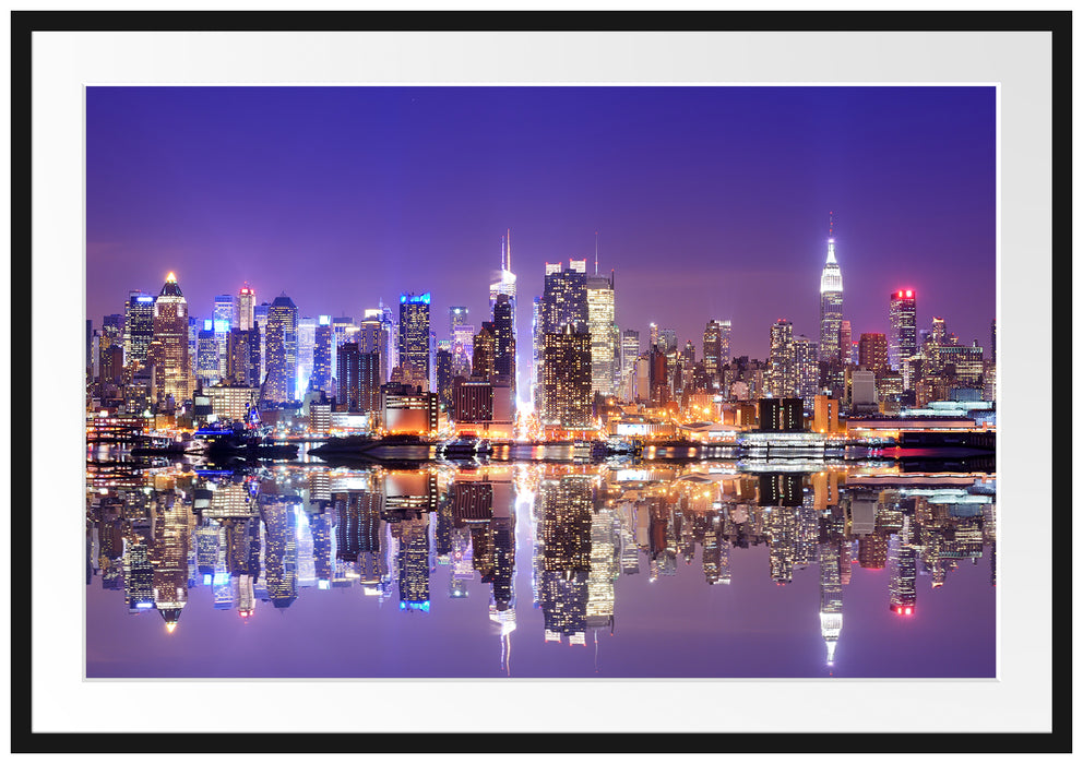 Pixxprint Manhattan Skyline, im Galerie-Passepartout Bilderrahmen