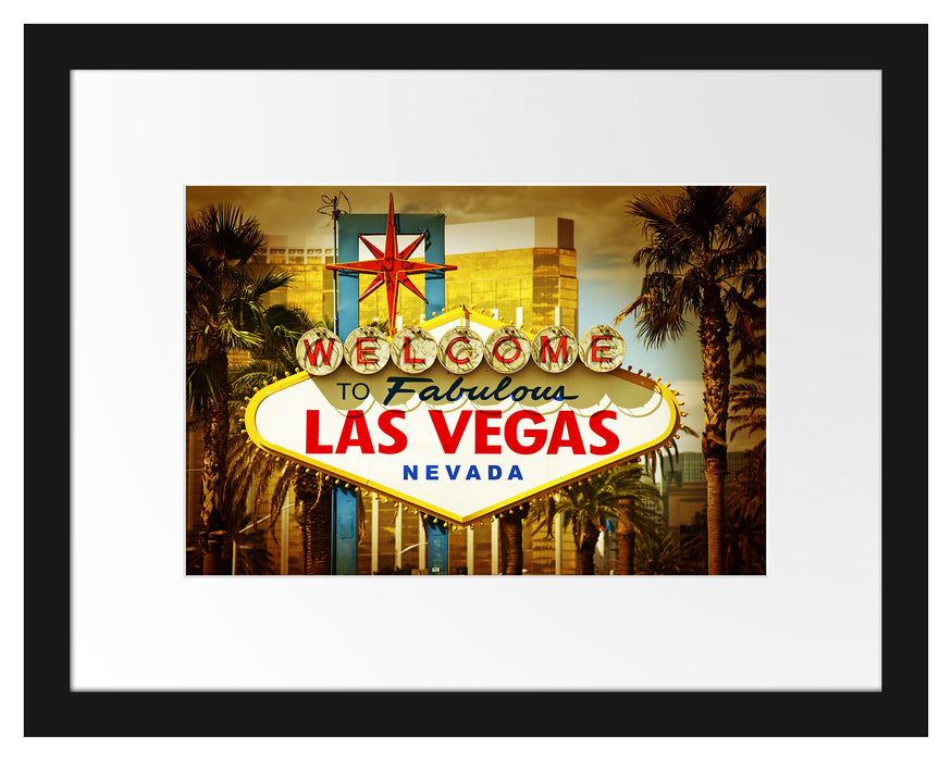 Las Vegas Ortseingangsschild Passepartout 38x30