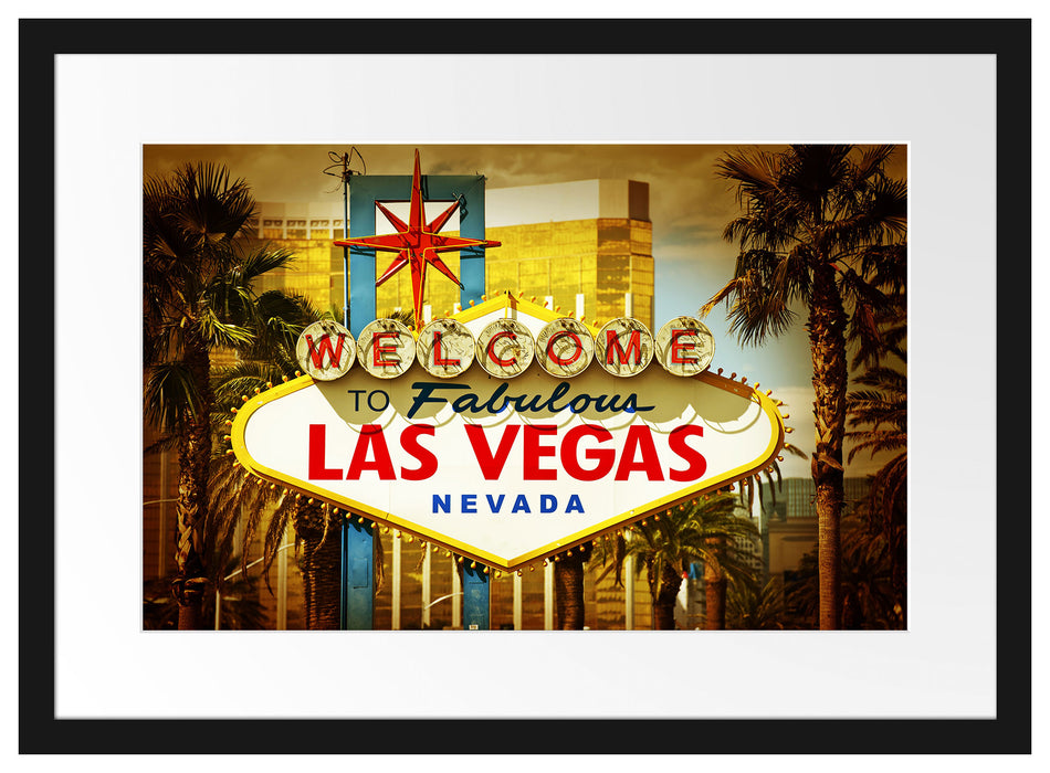 Las Vegas Ortseingangsschild Passepartout 55x40