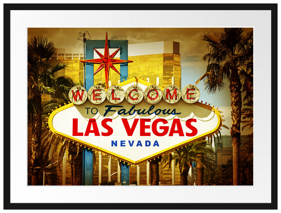 Las Vegas Ortseingangsschild Passepartout 80x60