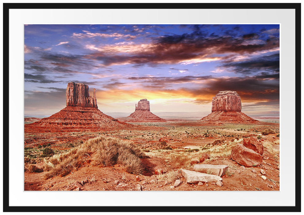 Pixxprint Utah Monument Valley, im Galerie-Passepartout Bilderrahmen