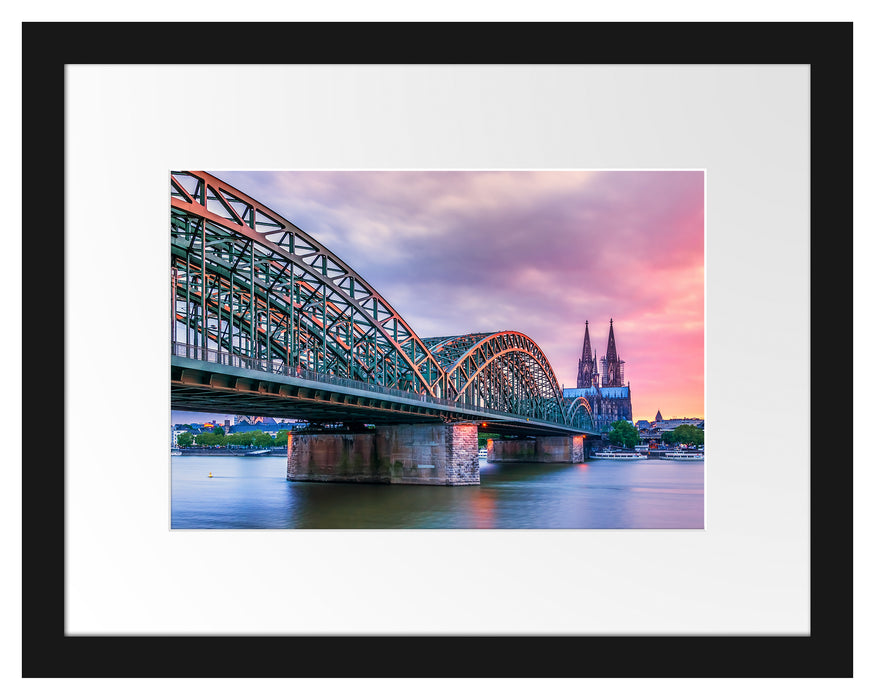 Hohenzollernbrücke in Köln Passepartout 38x30