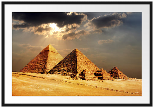 Pyramiden von Gizeh im Sonnenlicht Passepartout 100x70