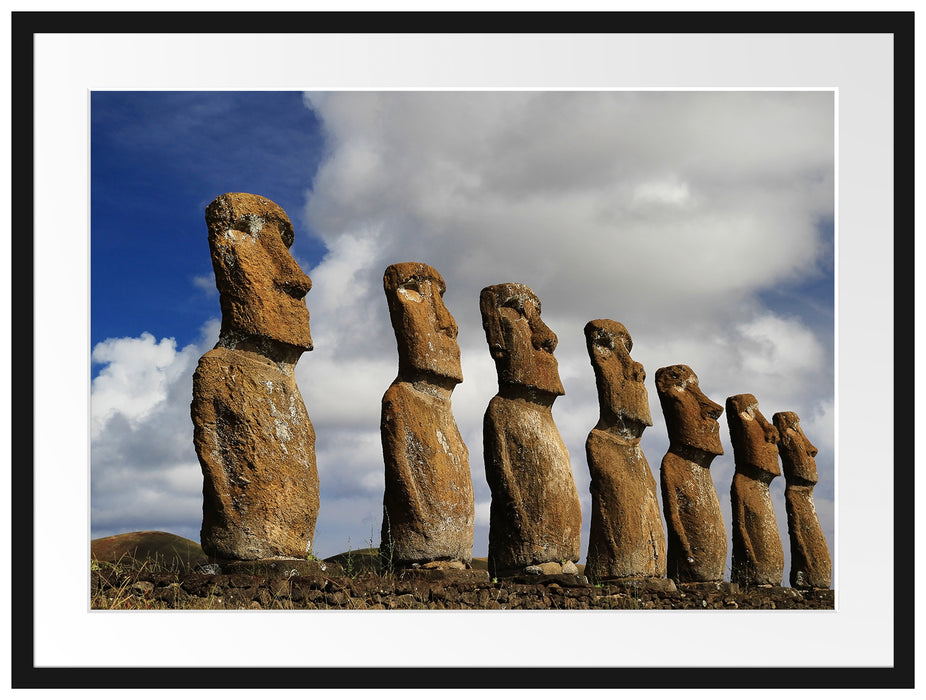 Moai Statuen auf den Osterinseln Passepartout 80x60