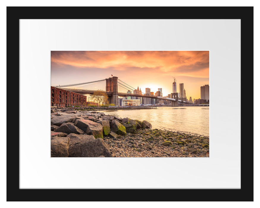 Brooklyn Bridge Sonnenuntergang Passepartout 38x30