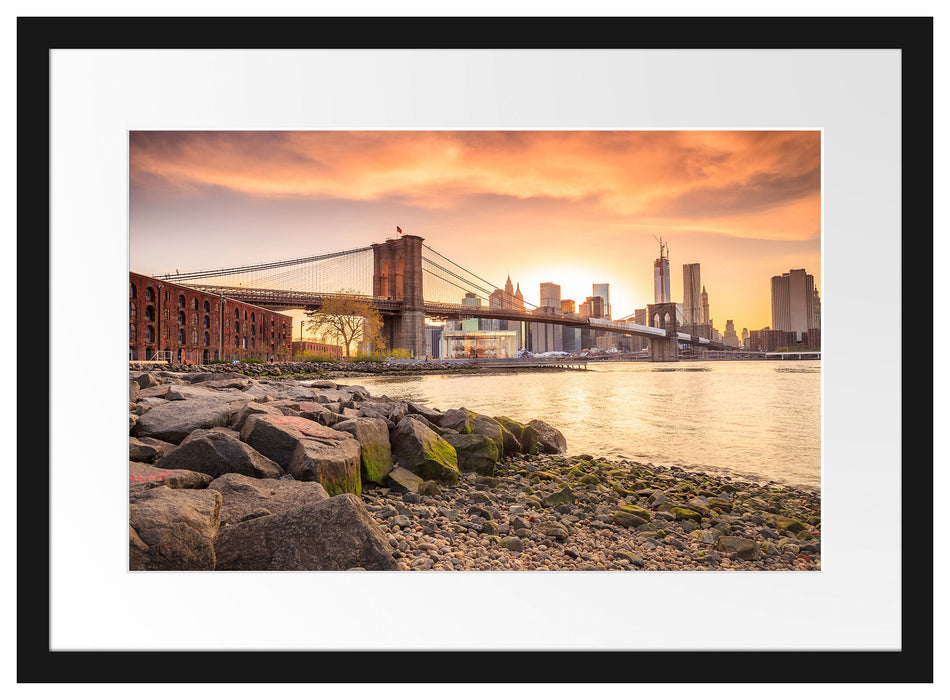 Brooklyn Bridge Sonnenuntergang Passepartout 55x40