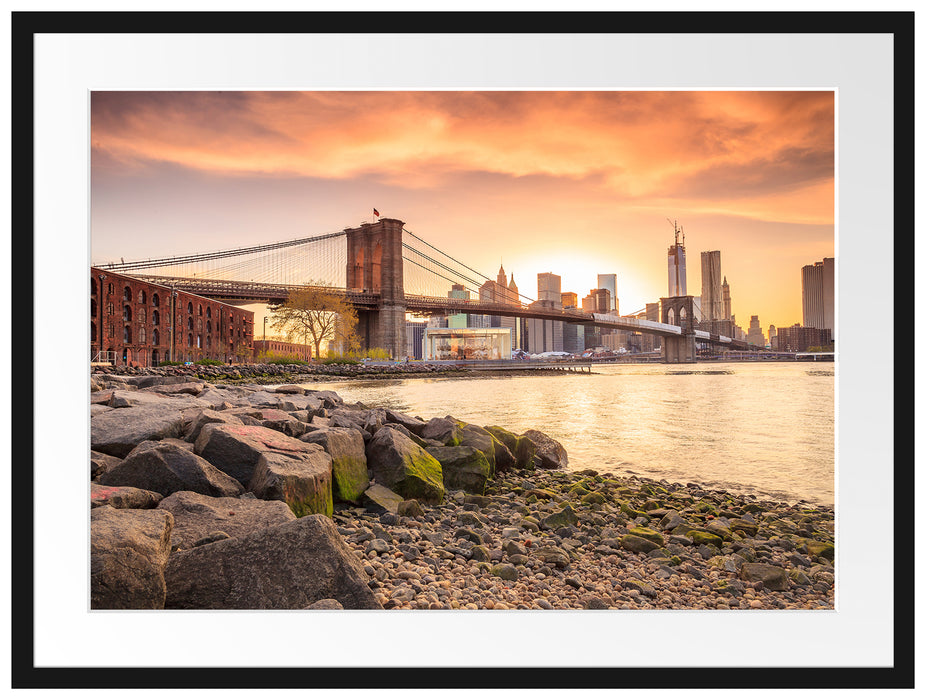 Brooklyn Bridge Sonnenuntergang Passepartout 80x60