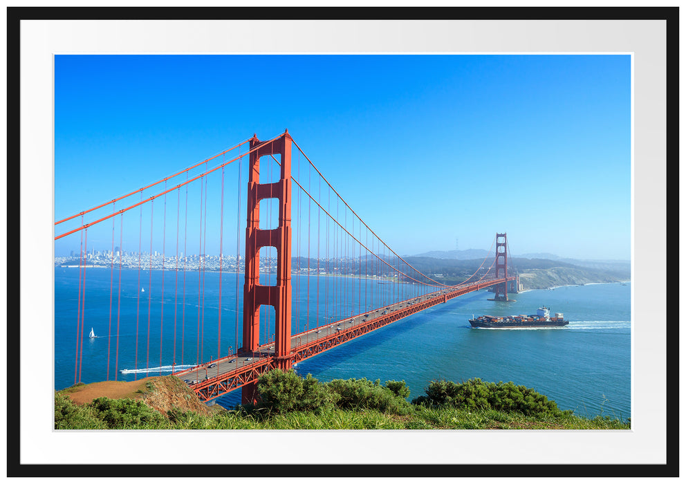 Pixxprint Golden Gate Bridge, im Galerie-Passepartout Bilderrahmen