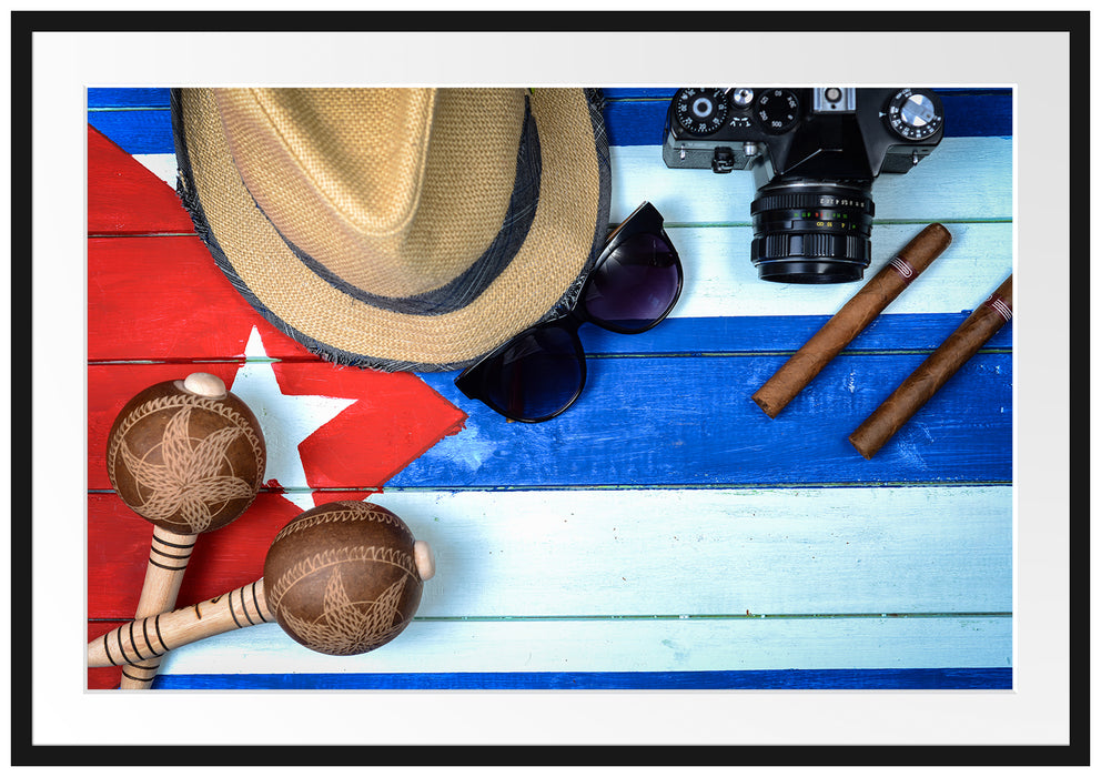 Pixxprint Kuba Stillleben, im Galerie-Passepartout Bilderrahmen
