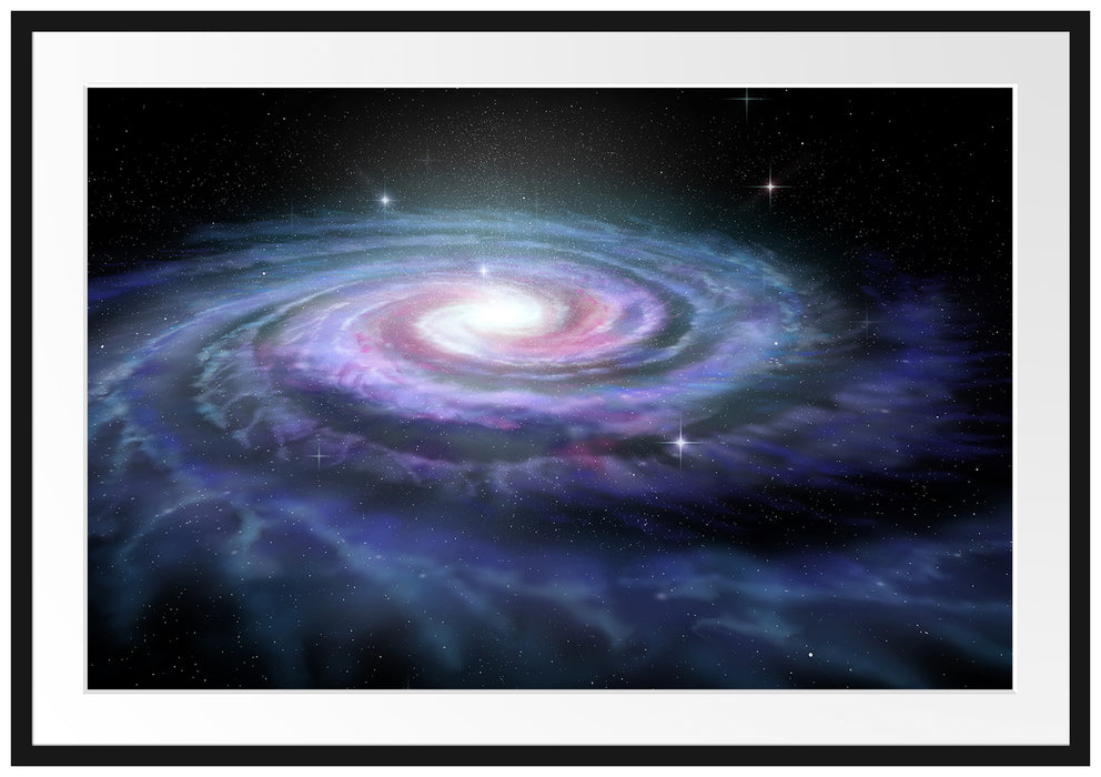 Pixxprint Sternenwirbel Galaxie, im Galerie-Passepartout Bilderrahmen
