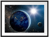 Erde im Weltall Passepartout 80x60