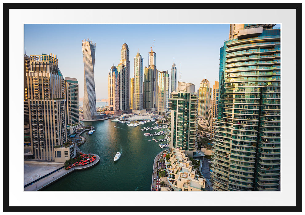 Pixxprint Dubai Metropole, im Galerie-Passepartout Bilderrahmen