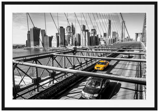 Gelbes Taxi in New York auf Brücke Passepartout 100x70