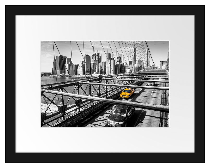 Gelbes Taxi in New York auf Brücke Passepartout 38x30