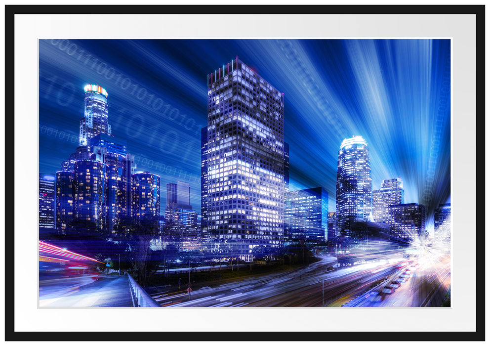 Pixxprint Los Angeles Matrix, im Galerie-Passepartout Bilderrahmen