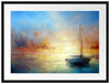 Schönes Gemälde eines Bootes Passepartout 80x60