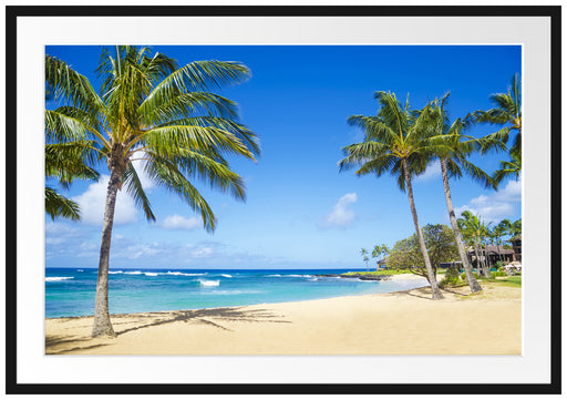 Wunderschöner Strand mit Palmen Passepartout 100x70