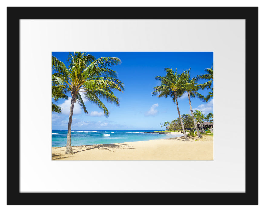 Wunderschöner Strand mit Palmen Passepartout 38x30