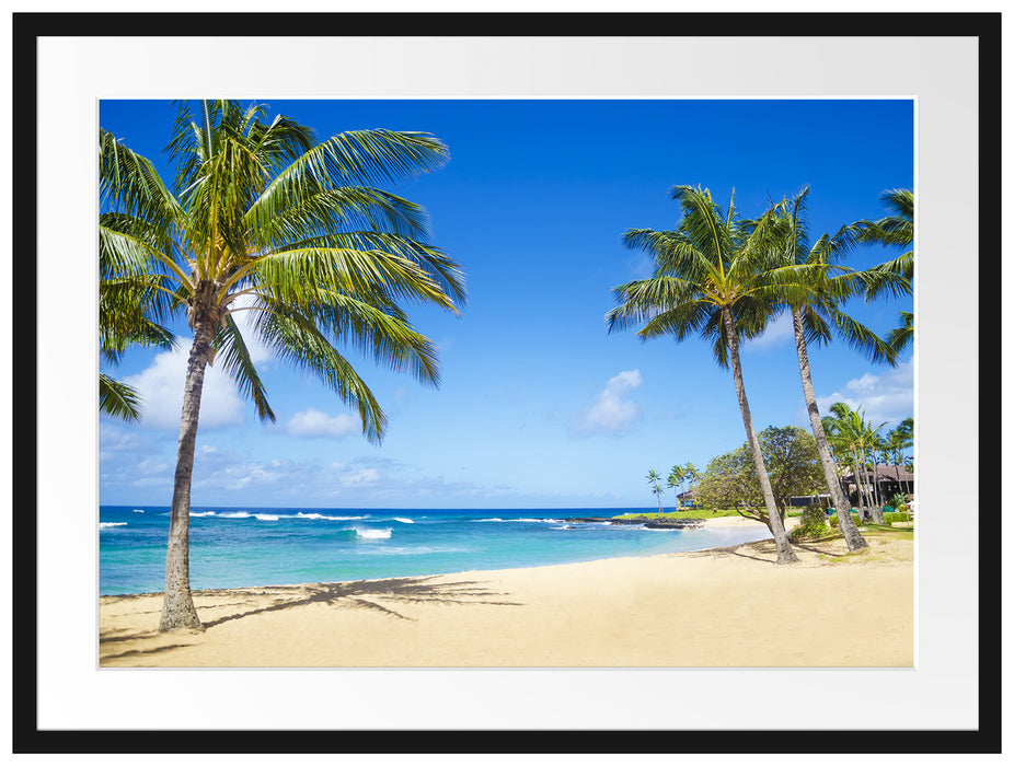 Wunderschöner Strand mit Palmen Passepartout 80x60