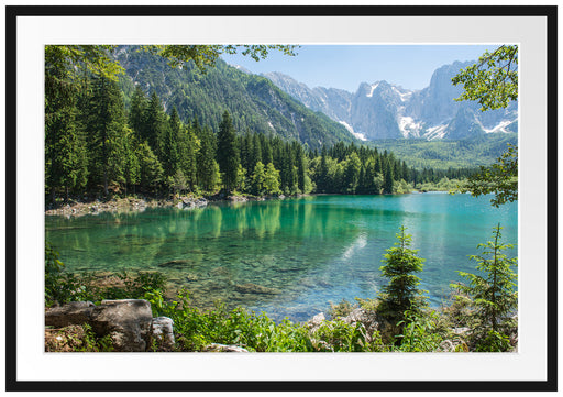 Wunderschöner See im Wald Passepartout 100x70