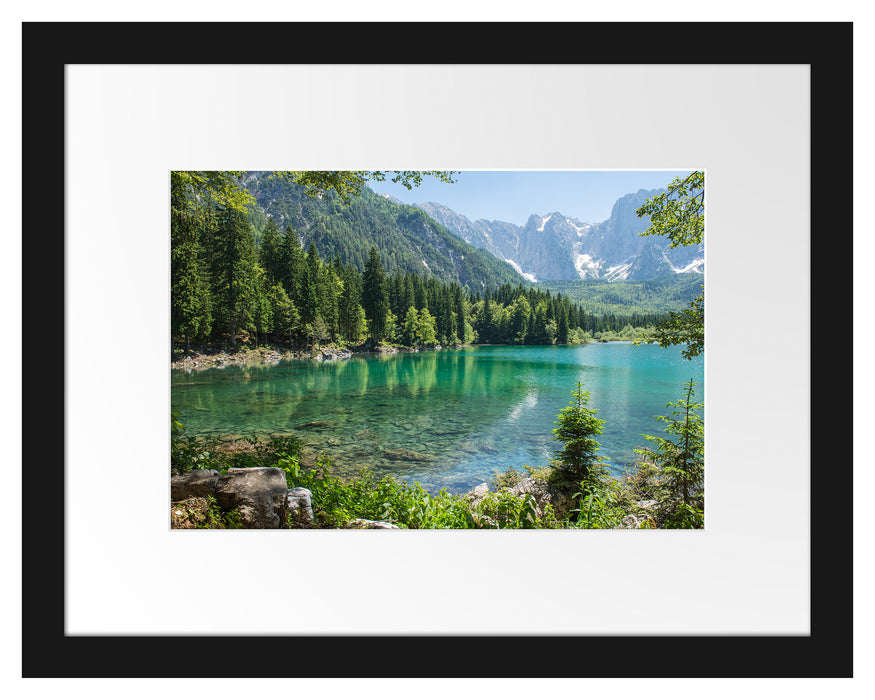 Wunderschöner See im Wald Passepartout 38x30
