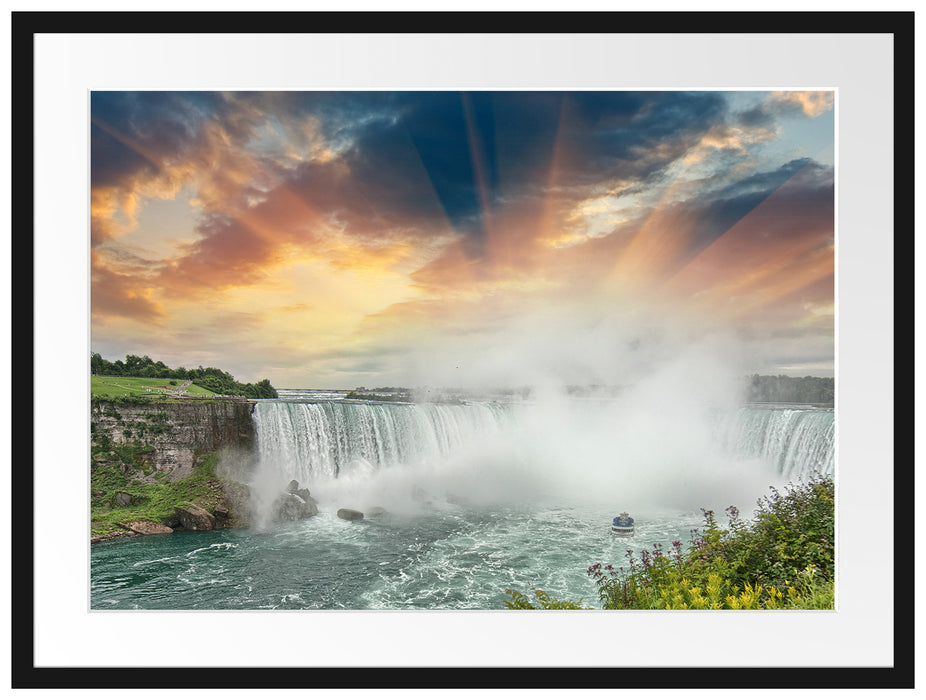 Niagarafälle bei Sonnenuntergang Passepartout 80x60
