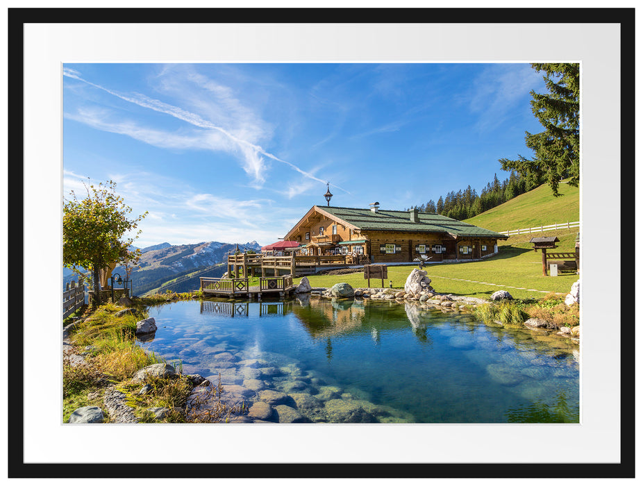 Schönes Haus in den Alpen Passepartout 80x60