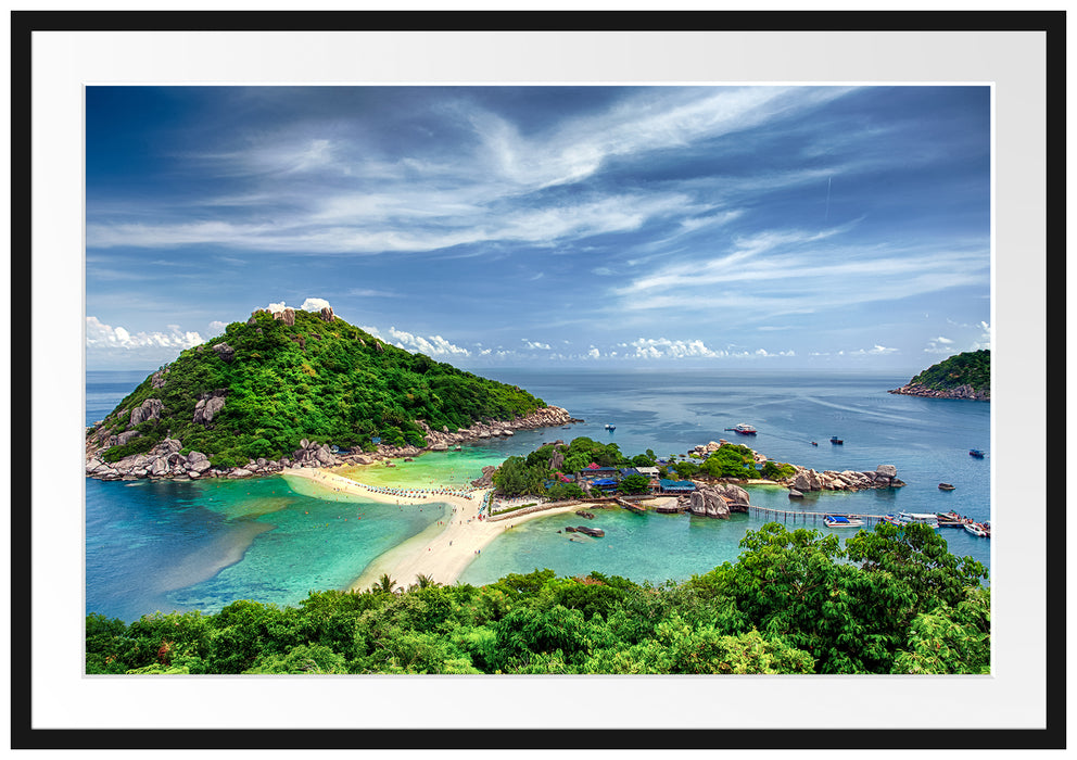 Pixxprint Inselstadt im Pazifik, im Galerie-Passepartout Bilderrahmen