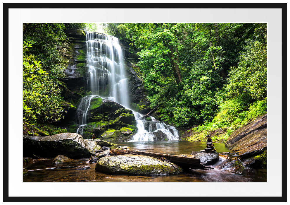 Pixxprint Wasserfall, im Galerie-Passepartout Bilderrahmen