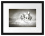 Pferde rennen im Wasser Passepartout 38x30