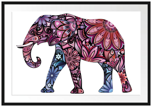 Elefant mit Ornamenten Passepartout 100x70