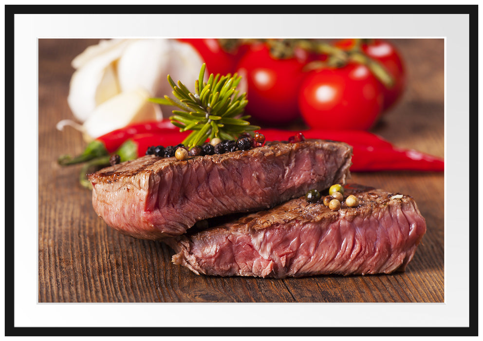 Saftiges Pfeffer Steak Passepartout 100x70