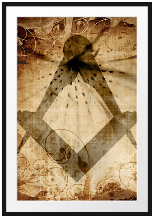 Pixxprint Freimauer Symbol, im Galerie-Passepartout Bilderrahmen