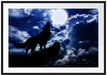 Wolf im Mondschein Passepartout 100x70