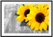 schöne Sonnenblumen auf Holztisch Passepartout 100x70
