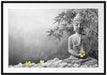 Buddha mit Monoi Blüte in der Hand Passepartout 100x70