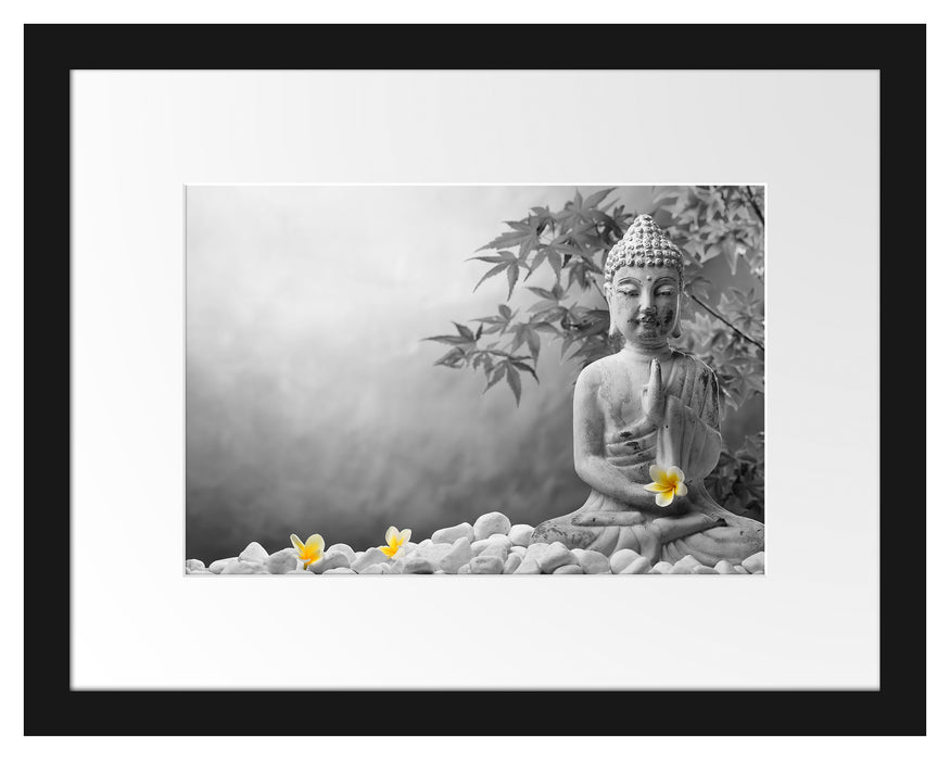 Buddha mit Monoi Blüte in der Hand Passepartout 38x30