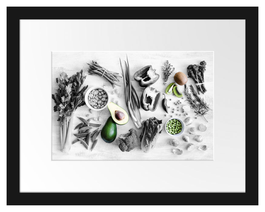 Gemüse und Obst Vielfalt Passepartout 38x30