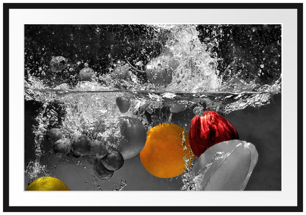 ins Wasser fallende Früchte Passepartout 100x70