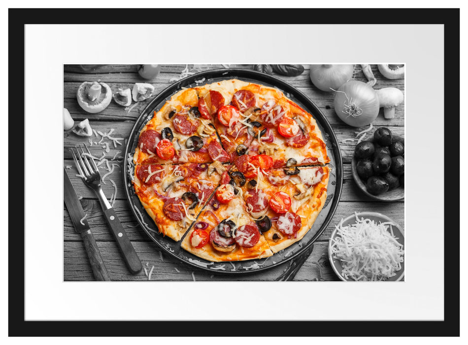 Pizza auf Pizzablech Passepartout 55x40