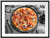 Pizza auf Pizzablech Passepartout 80x60