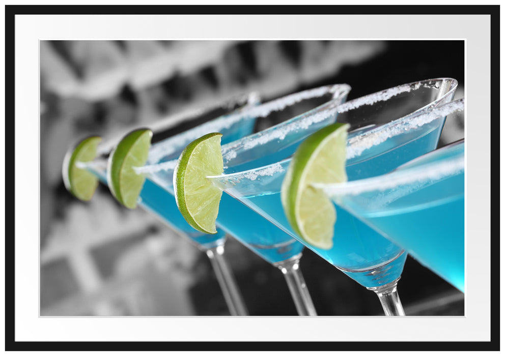 Pixxprint schöne Swimming Pool Cocktails, im Galerie-Passepartout Bilderrahmen