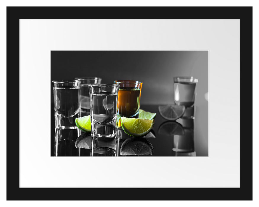 Tequila Shots mit Limetten Passepartout 38x30