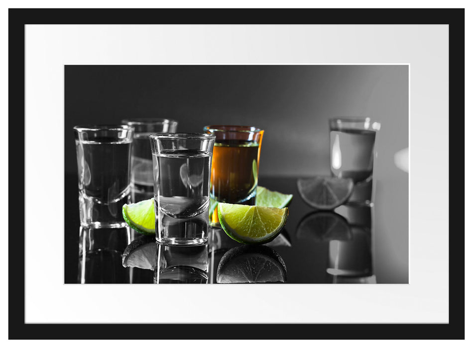 Tequila Shots mit Limetten Passepartout 55x40