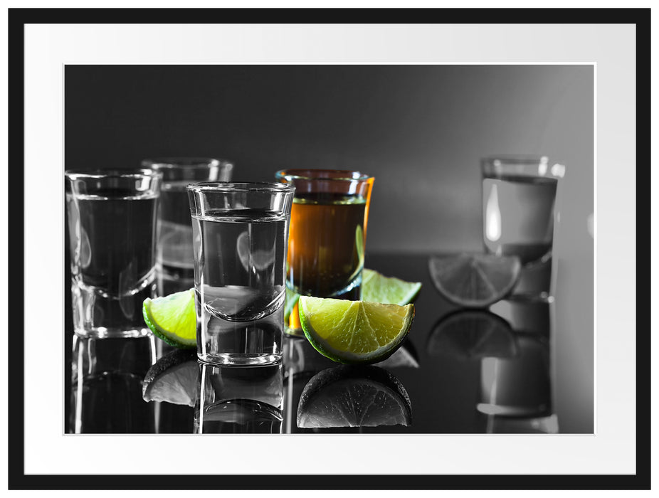 Tequila Shots mit Limetten Passepartout 80x60